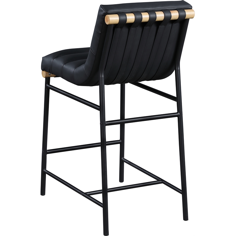 Maklaine Contemporary Black Vegan Faux Leather Counter Stool