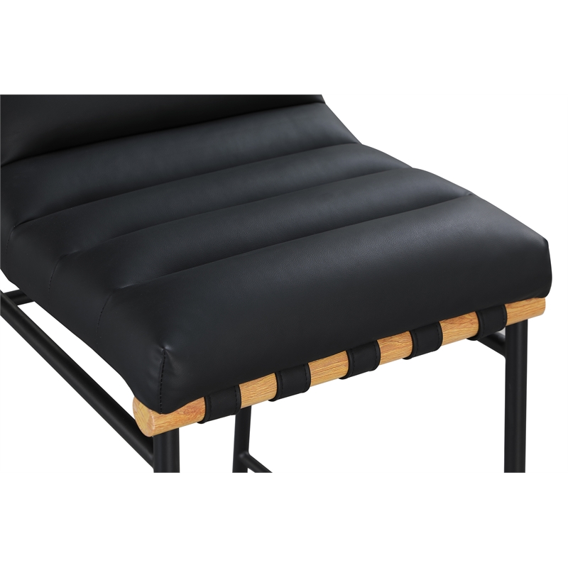 Maklaine Contemporary Black Vegan Faux Leather Counter Stool