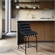 Maklaine Contemporary Black Vegan Faux Leather Counter Stool