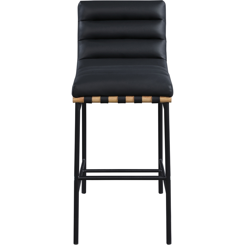 Maklaine Modern / Contemporary Black Vegan Faux Leather Bar Stool