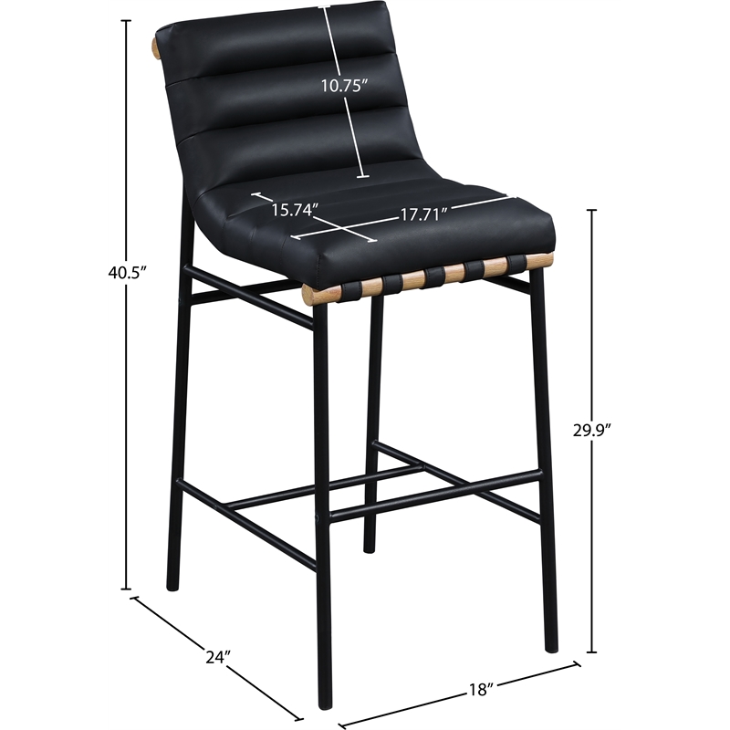 Maklaine Modern / Contemporary Black Vegan Faux Leather Bar Stool