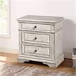 Maklaine Ivory Wood 3-Drawer Nightstand in Rustic White Finish