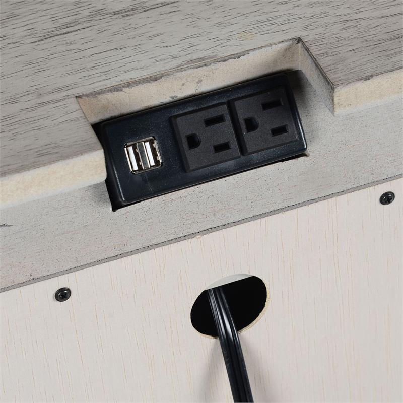 Maklaine Ivory Wood 3-Drawer Nightstand in Rustic White Finish