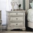 Maklaine Ivory Wood 3-Drawer Nightstand in Rustic White Finish