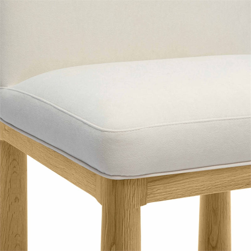 Maklaine Modern / Contemporary Cream Velvet Oak Dining Chair