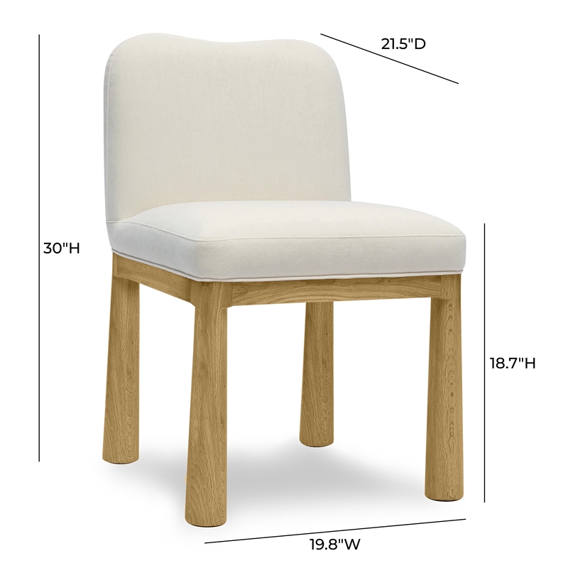 Maklaine Modern / Contemporary Cream Velvet Oak Dining Chair
