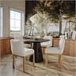 Maklaine Modern / Contemporary Cream Velvet Oak Dining Chair