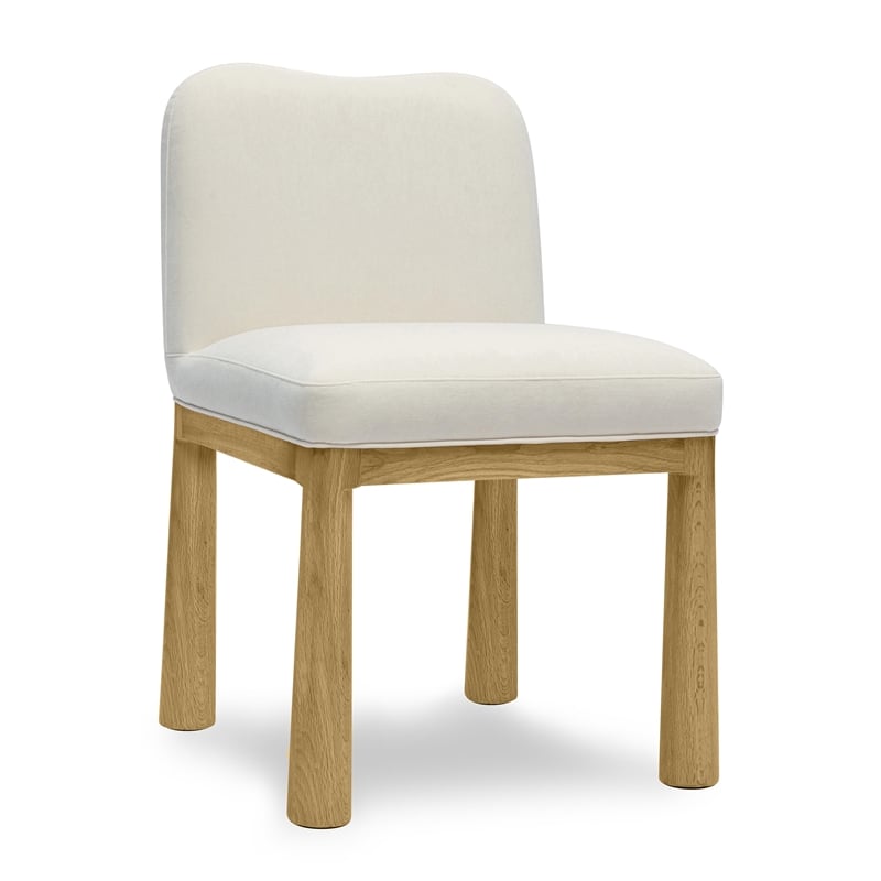 Maklaine Modern / Contemporary Cream Velvet Oak Dining Chair