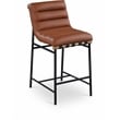 Maklaine Contemporary Cognac Vegan Faux Leather Counter Stool