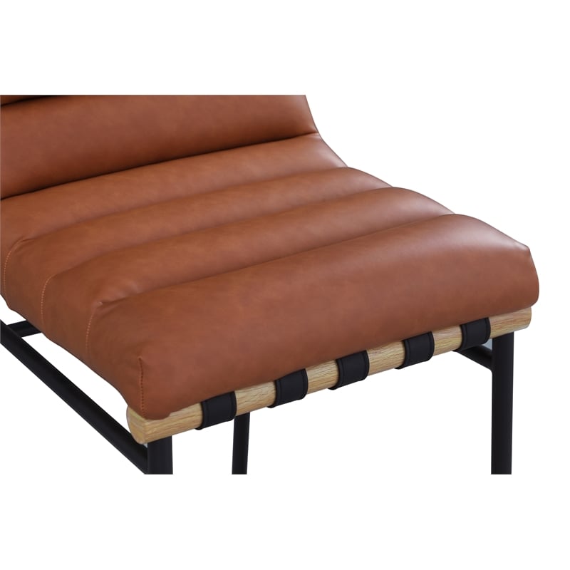 Maklaine Contemporary Cognac Vegan Faux Leather Counter Stool