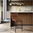 Maklaine Contemporary Cognac Vegan Faux Leather Counter Stool