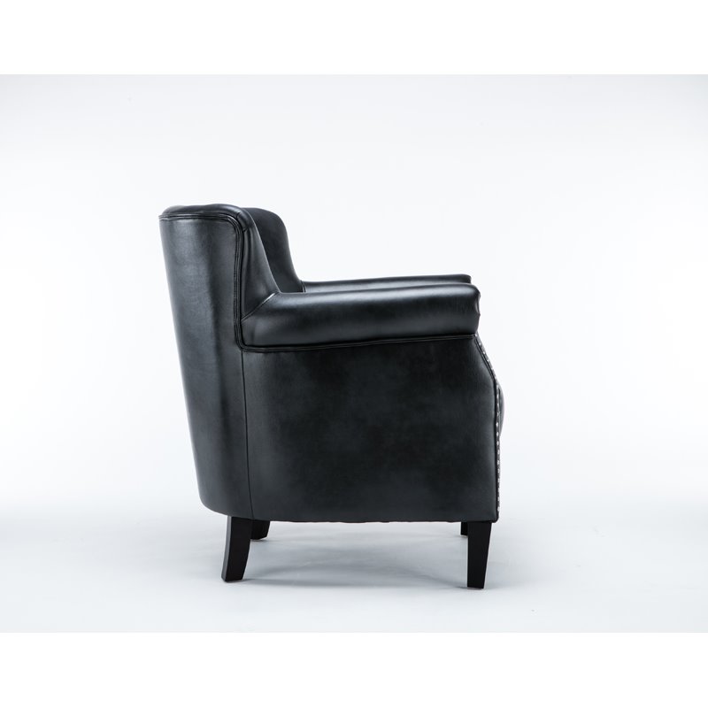 Maklaine Transitional Charcoal Faux Leather Club Accent Chair