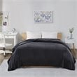Maklaine Polyester Solid Microlight Plush Oversized Blanket in Black