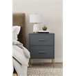 Maklaine Modern / Contemporary Two Drawer Nightstand in Slate Gray