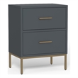 Maklaine Modern / Contemporary Two Drawer Nightstand in Slate Gray