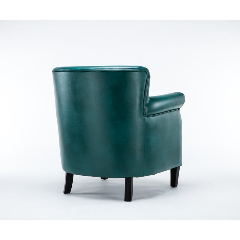Maklaine Transitional Teal Green Faux Leather Club Accent Chair