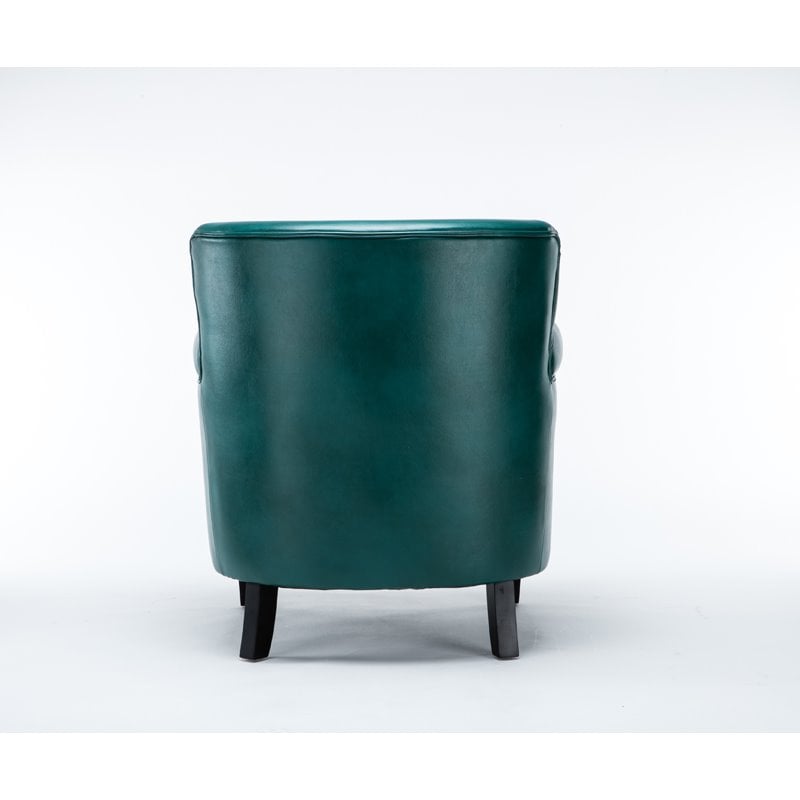 Maklaine Transitional Teal Green Faux Leather Club Accent Chair