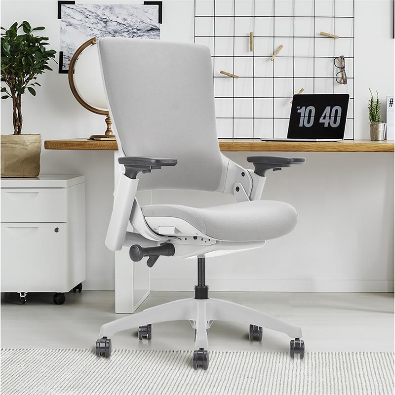 Maklaine Contemporary Mesh and Metal Adjustable Office Chair in Gray
