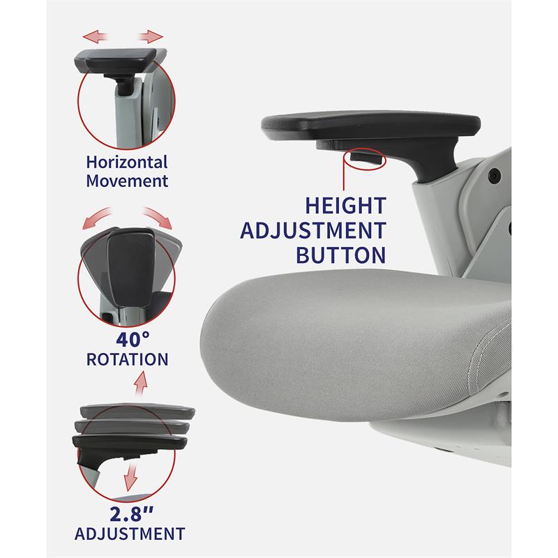 Maklaine Contemporary Mesh and Metal Adjustable Office Chair in Gray