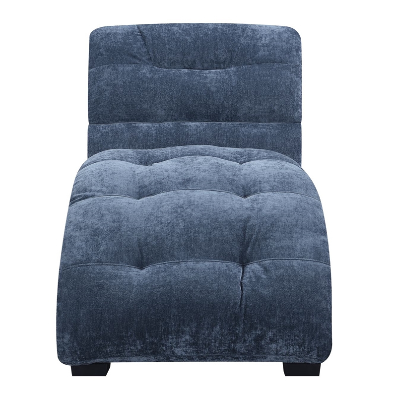 Maklaine Modern Transitional Microfiber Chaise Lounge in Blue