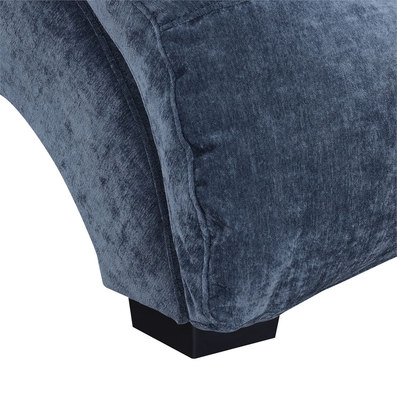 Maklaine Modern Transitional Microfiber Chaise Lounge in Blue