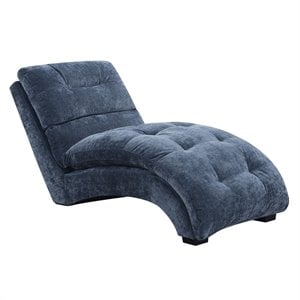 Maklaine Modern Transitional Microfiber Chaise Lounge in Blue