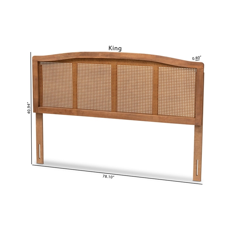 Maklaine Contemporary King Size Ash Walnut Brown Finished Wood Headboard