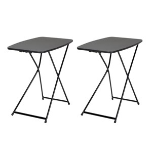 Maklaine 26&quot Height Adjustable Folding Table in Black (Set of 2)
