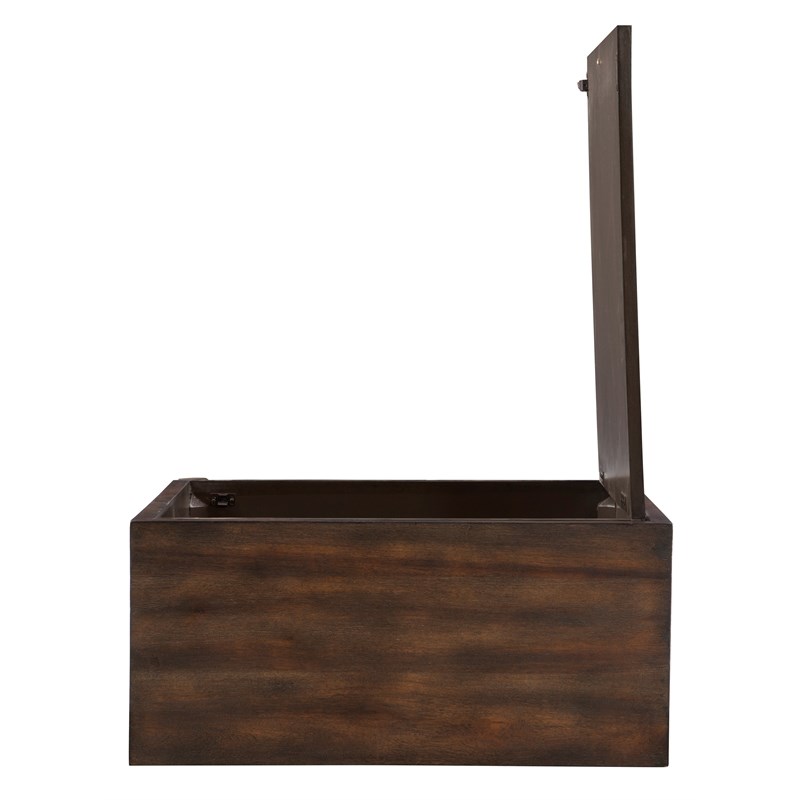Maklaine Storage Accent Cabinet Carved Medallion in Dark Brown Finished Wood