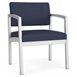 Maklaine Reception Waiting Oversize Guest Chair in Silver Steel and Blue