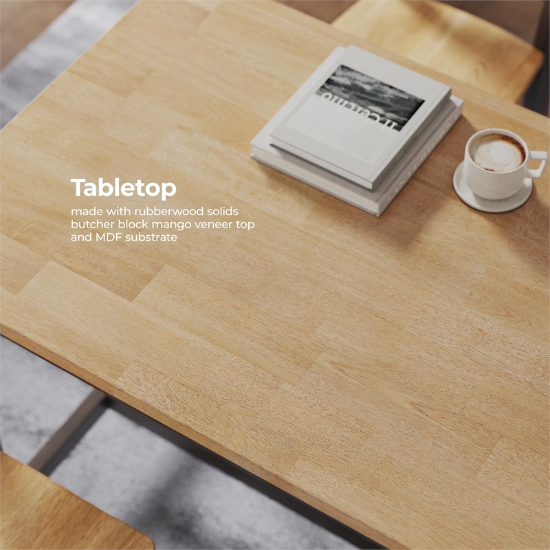 Maklaine Wood Farmhouse Light Brown Counter Height Dining Table