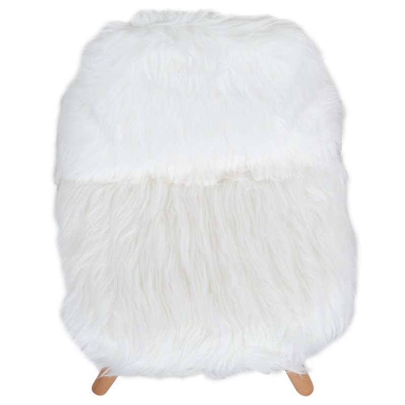 Maklaine Contemporary Shaggy Dog Kids Playroom Chair in White