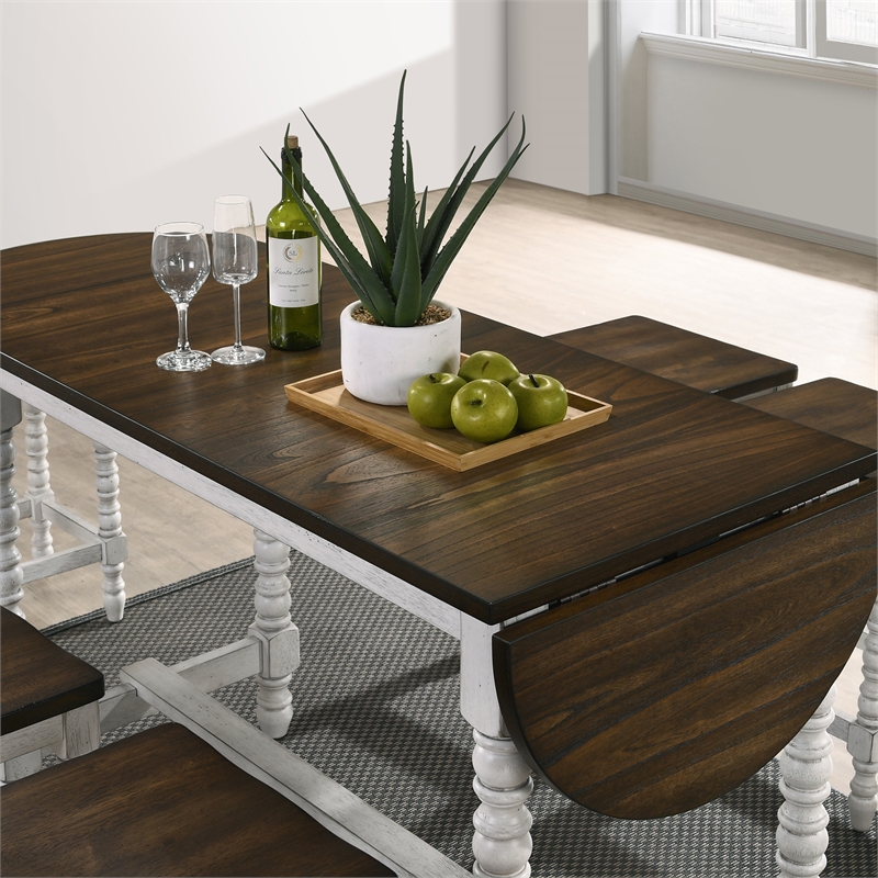Maklaine Transitional Wood Counter Height Table With Drop Leaf in Walnut
