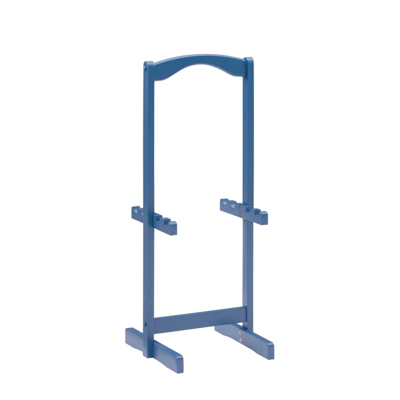 Maklaine 5 Piece Tray Table Set Planked Top Compass Design in Navy Blue Wood