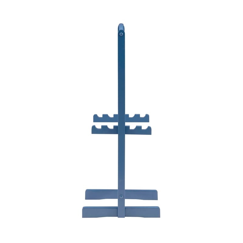 Maklaine 5 Piece Tray Table Set Planked Top Compass Design in Navy Blue Wood