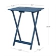 Maklaine 5 Piece Tray Table Set Planked Top Compass Design in Navy Blue Wood