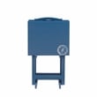 Maklaine 5 Piece Tray Table Set Planked Top Compass Design in Navy Blue Wood
