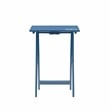 Maklaine 5 Piece Tray Table Set Planked Top Compass Design in Navy Blue Wood
