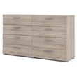 Maklaine Engineered Wood Contemporary 8 Drawer Double Dresser in Truffle