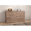 Maklaine Engineered Wood Contemporary 8 Drawer Double Dresser in Truffle