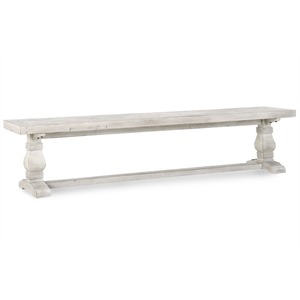 Maklaine Contemporary 83&quot Solid Pine Wood Bench in Nordic Ivory Finish