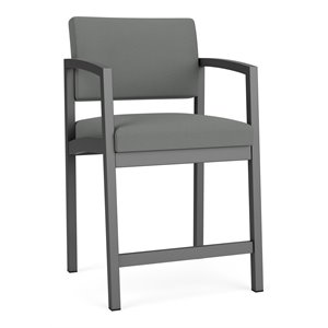 Maklaine Reception Waiting Room Hip Chair in Charcoal Steel and Light Gray