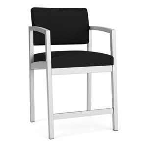 Maklaine Reception Waiting Room Healthcare Hip Chair in Silver Steel and Black