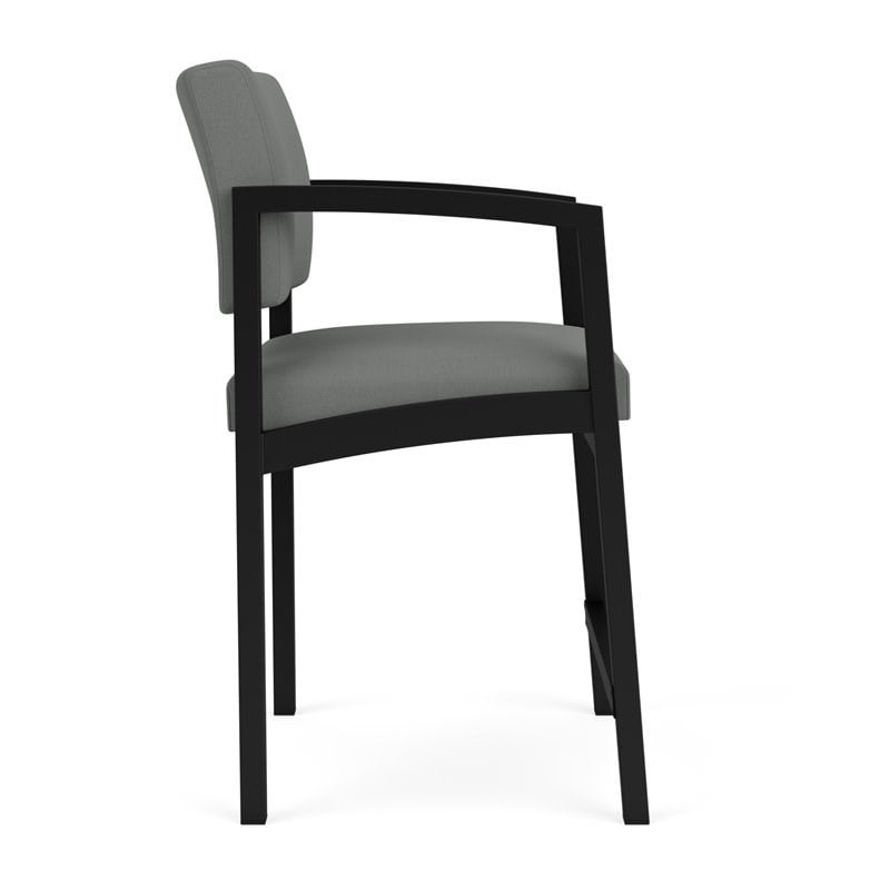 Maklaine Reception Waiting Room Hip Chair in Black Steel and Light Gray