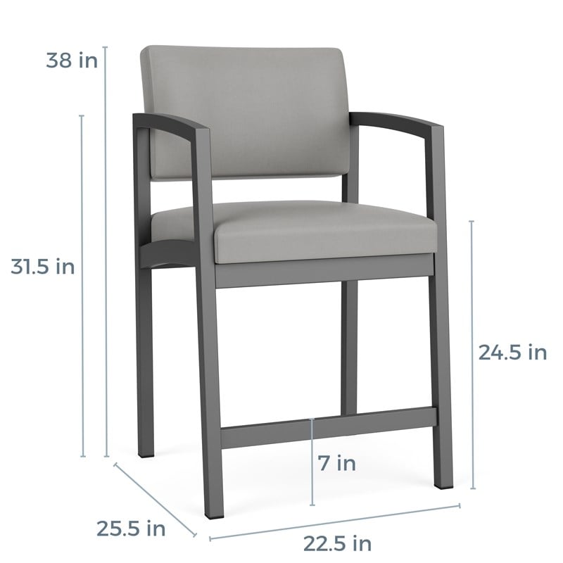 Maklaine Reception Waiting Room Hip Chair in Black Steel and Light Gray