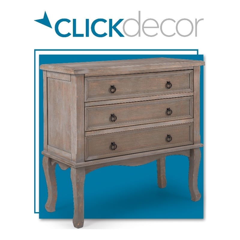 Maklaine Wood Modern Traditional 3 Drawer Chest in Gray Finish