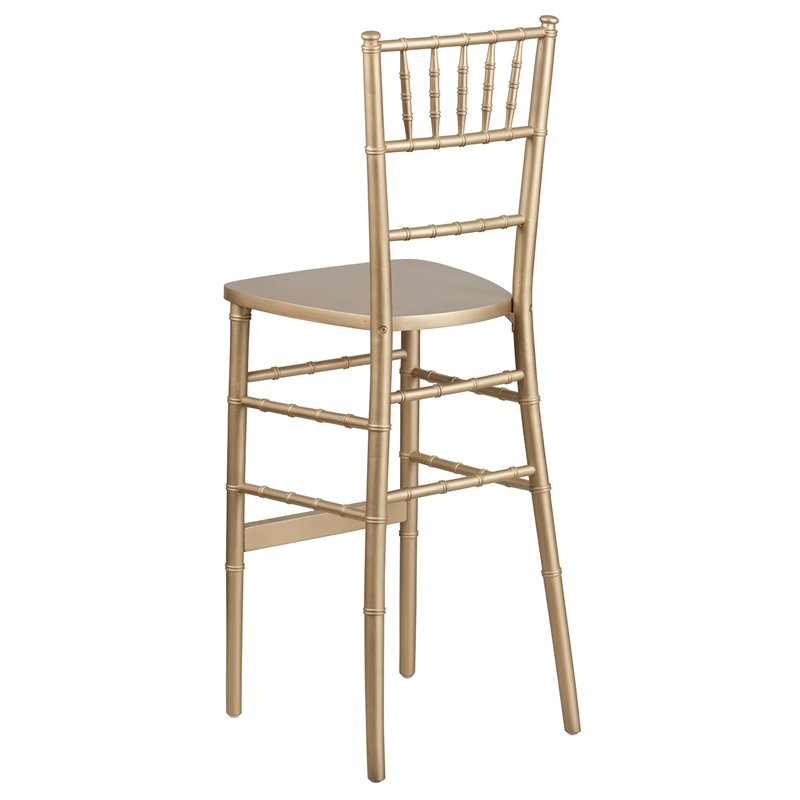 Maklaine Wood Modern Transitional Chiavari Barstool in Gold Finish