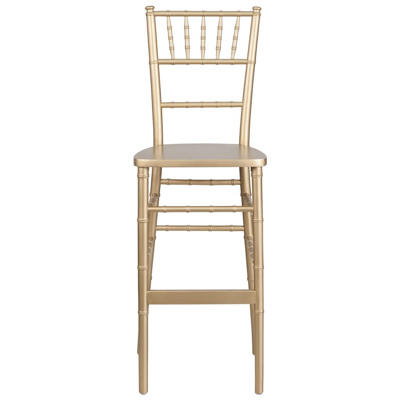 Maklaine Wood Modern Transitional Chiavari Barstool in Gold Finish
