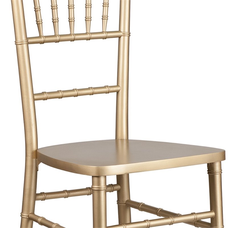 Maklaine Wood Modern Transitional Chiavari Barstool in Gold Finish