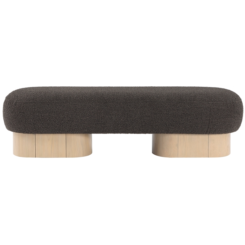 Maklaine Modern / Contemporary Brown Finish Boucle Fabric Bench